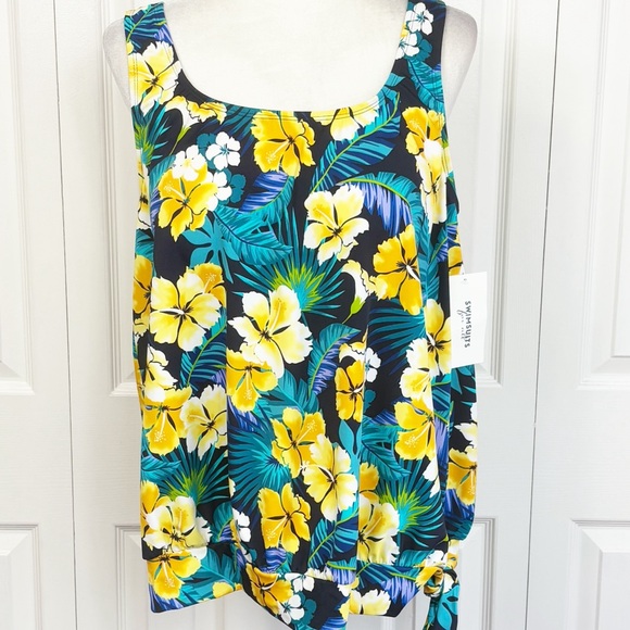 NWT Swimsuits for All Tropical Floral Print Tankini Swim Top 18 - Picture 1 of 16